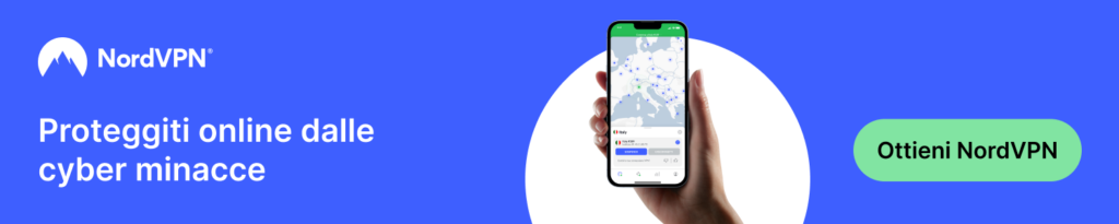 Banner pubblicitario NordVPN - Protezione online per viaggiatori digitali