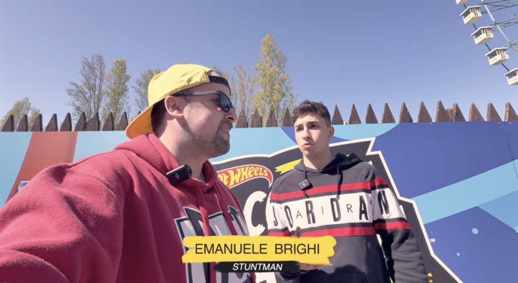 Emanuele Brighi stuntman del Hot Wheels Stunt Show Mirabilandia 2026 interpreta il cattivo Nevard